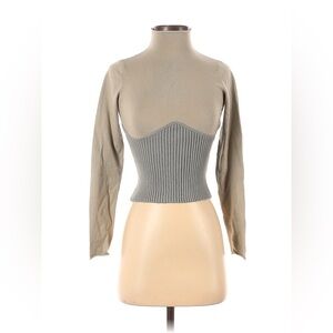 Zara Gray Ribbed Crop Top